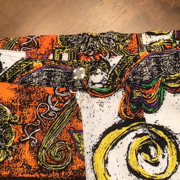 Vintage multi pattern bright linen skirt - Picture 3 of 10